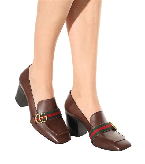 gucci peyton leather mid-heel loafers|Gucci handbags sale.